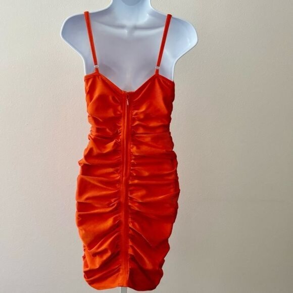 Y2k Fashion Nova Dress Large BodyCon Ruched Mini Satin Festival Boho Glam Indie - Picture 11 of 12